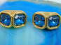 Vintage DS Co Daniel Swarovski Blue Crystal Gold Tone Clip-On Earrings 12.4g image number 1