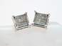 10K White Gold 0.08 CTTW Diamond Pave Square Stud Earrings 1.1g image number 3