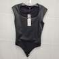 NWT Express Body Contour WM's Black Faux Scoop Neck Bodysuit Size SM image number 1