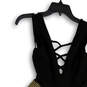 NWT Womens Black Gold V-Neck Strappy Knee Length Fit And Flare Dress Size M image number 4