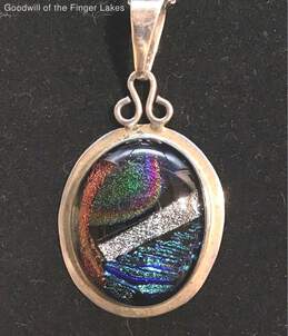 Dichroic Glass + Sterling Silver Pendant on Sterling Silver Necklace - 19.78g alternative image