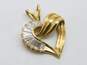 10K Yellow Gold Baguette Cut Cubic Zirconia Heart Pendant 3.3g image number 1