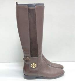 Tory Burch Leather Wyatt Riding Boots Chocolate Brown 8