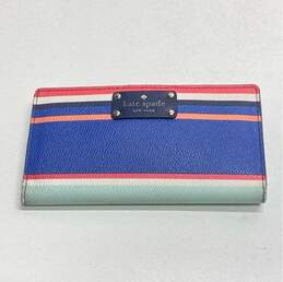 Kate Spade Leather Striped Slim Wallet Multicolor