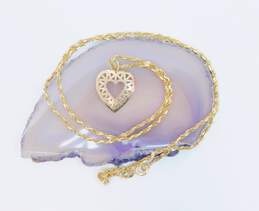 Romantic 14K Yellow Gold Open Heart Pendant Necklace 2.4g alternative image