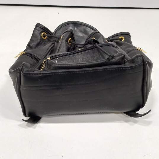 Borgonicchio Black Leather Mini Backpack image number 7