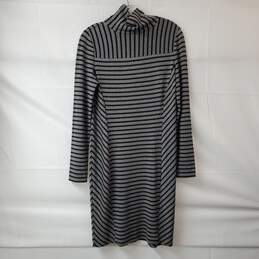 Tory Burch Women's Black/Gray Striped Turtleneck Sweater Dress Size S