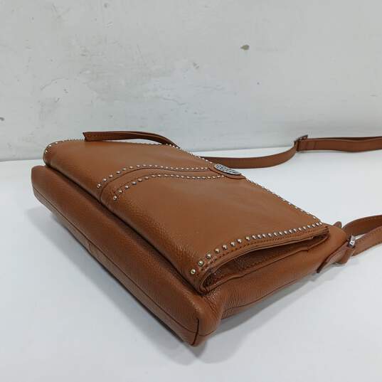 Brighton Pretty Tough City Organizer Brown Leather Shoulder Bag Crossbody Purse image number 3