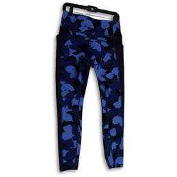 Womens Blue Printed Flat Front Elastic Waist Pull-On Ankle Leggings Size MT alternative image
