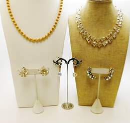 VNTG Aurora Borealis & Gold Tone Clip-On Earrings & Necklaces 143.8g