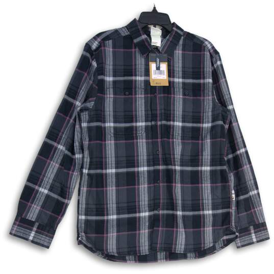 NWT The North Face Mens Black Purple Plaid Long Sleeve Button-Up Shirt Size L image number 1
