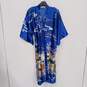 Oriental Village Blue Silk Kimono Robe Women's Size L image number 1