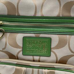 Coach Womens Beige Green Signature Print Zipper Backpack With Beige Wallet alternative image