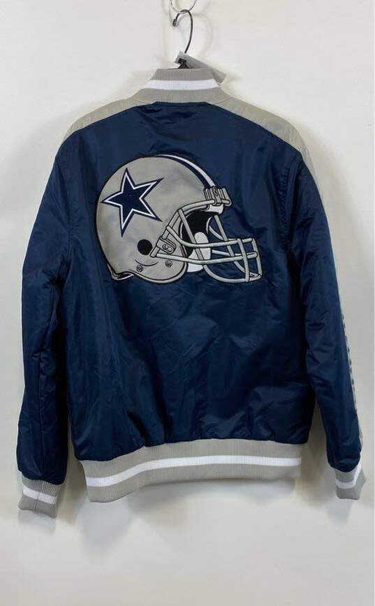 NFL Mens Blue Silver Long Sleeve Dallas Cowboys Football Varsity Jacket Size S image number 2