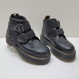 Dr. Martens Devon Heart Quad Black Platform Leather Women’s Boots Size 9