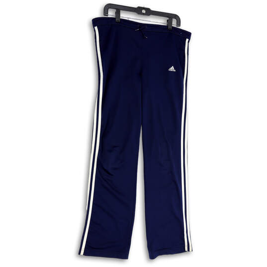 Buy the Womens Blue White Striped Elastic Waist Drawstring Track Pants Size  Small