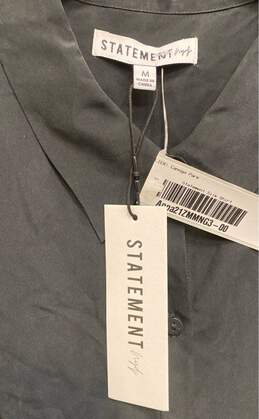 NWT Statement NYDJ Womens Black Silk Short Sleeve Button-Up Shirt Size Medium alternative image