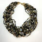 Designer Joan Rivers Gold-Tone Pearl Black Multi Strand Beaded Necklace image number 2