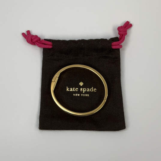 Designer Kate Spade Gold-Tone Round Hinged Bangle Bracelet w/ Dust Bag image number 3