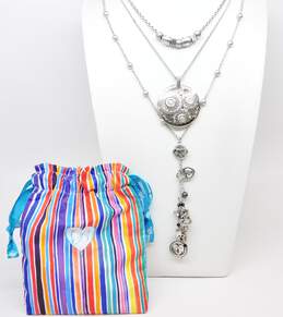 Brighton Designer Silver Tone & CZ Variety Pendant Necklaces W Dust Bag 106.1g