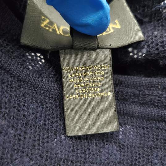 Zac Posen Women's Dark Navy Blue Merino Wool Sequin Sweater Size S image number 4