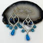 Designer Brighton Silver-Tone Blue Beaded Fashionable Drop Earrings image number 1