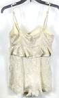 NWT BCBGeneration Womens Ivory Floral Sleeveless Ruffle One-Piece Romper Size 4 image number 2