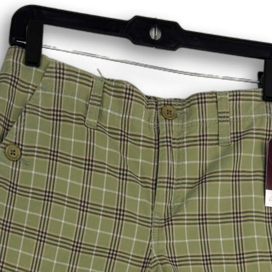 NWT Womens Green Plaid Flat Front Slash Pocket Stretch Capri Pants Size 8 image number 3