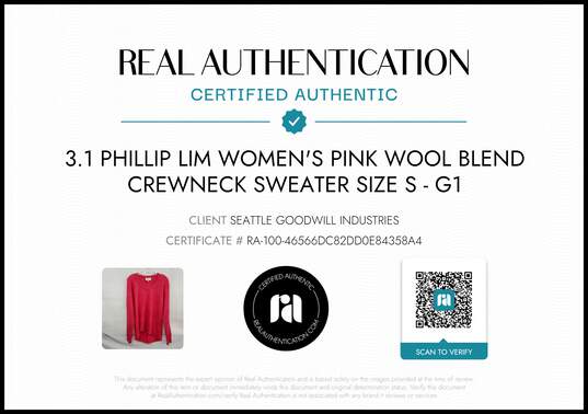 3.1 Phillip Lim Women's Pink Wool Blend Crewneck Sweater Size S w/COA image number 2