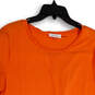 Womens Orange Short Sleeve Round Neck Pullover Blouse Top Size Large image number 3
