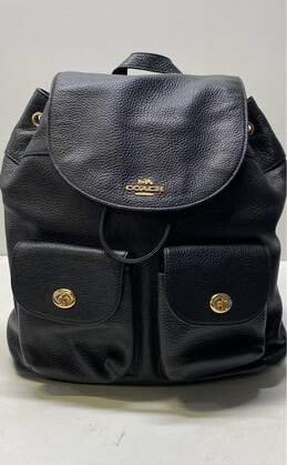 COACH F29008 Black Pebbled Leather Drawstring Backpack Bag