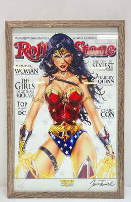 Framed Wonder Woman "Rolling Stone" Anime Cover Signed by Artist Jamie Tyndall