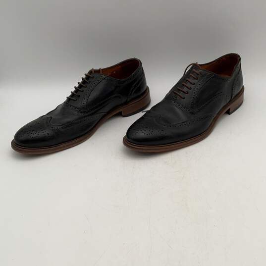 Mercanti Fiorentini Mens Black Leather Lace Up Wingtip Oxford Dress Shoes Sz 10 image number 3