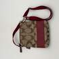 NWT Womens Brown Red Signature Print Detachable Strap Charm Crossbody Bag image number 2