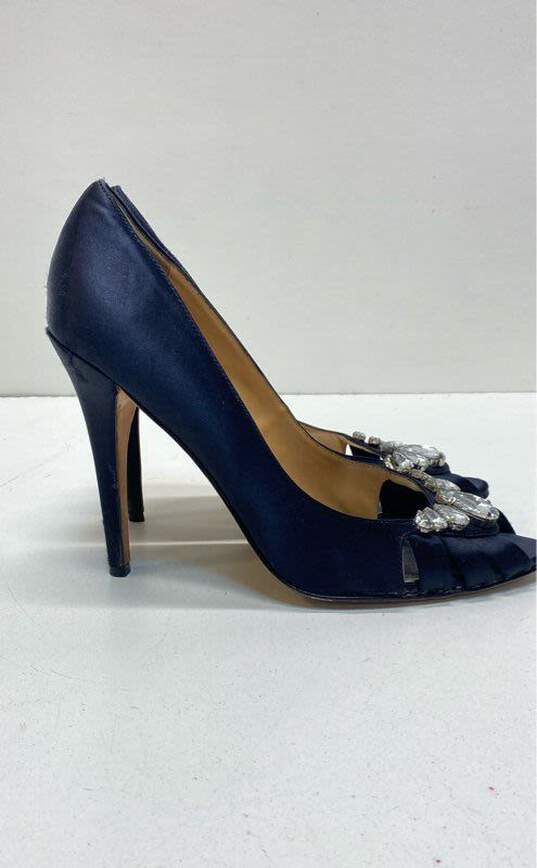 Badgley Mischka Caroline Satin Embellished Heels Black 10 image number 1