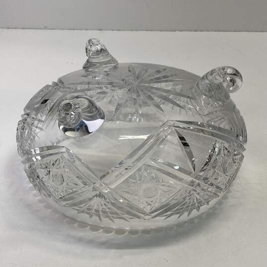 Crystal Deep Cut Bowl 9.5in Wide Large Footed Glass Bowl Fine Crystal image number 2