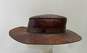 Artisan Hand Crafted Wide Brim Stitched Leather Brown Hat - Size 7 image number 2