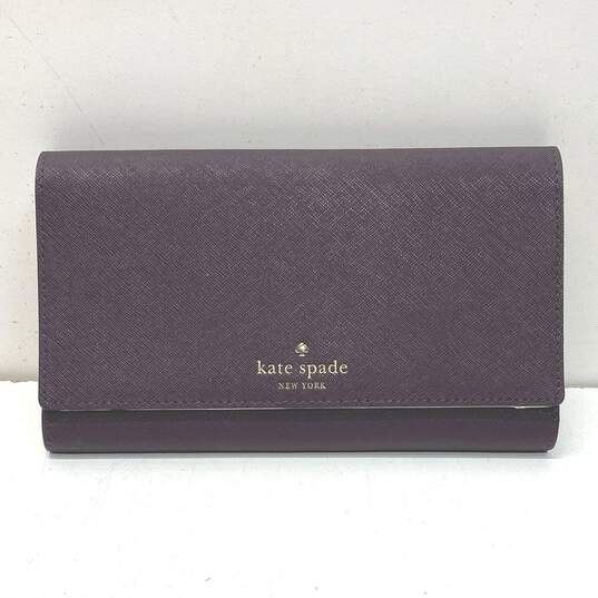 Kate Spade Mikas Pond Phoenix Tri-Fold Wallet Soft Aubergine image number 1