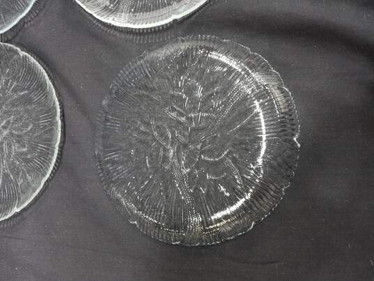 Vintage Set of Eight Cut Etched Glass Dinner Plates image number 4
