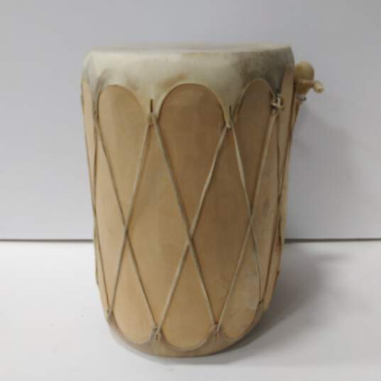 Wooden & Animal Hide Drum w/ Drum Stick image number 3