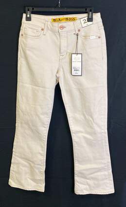 NWT Mia And Moss Womens Antique Beige Light Wash Mid Rise Flared Jeans Size 25