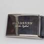 Burberry London Plaque Buckle Black Leather Check Belt Size 38 AUTHENTICATED image number 2