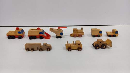 Bundle of 9 Vintage Mattel, The Montgomery Schoolhouse Inc, And Homemade Wooden Car and Truck Toys image number 2