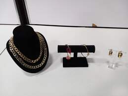 Assorted Gold Tone & Pink Gemstone Fashion Costume Jewelry