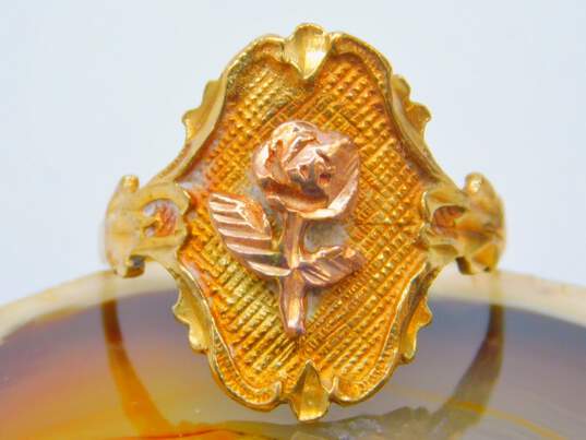 Romantic 14K Two Tone Rose & Yellow Gold Flower Ring 2.9g image number 1