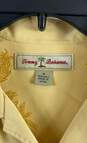 Tommy Bahama Mens Yellow Silk Short Sleeve Collared Button-Up Shirt Size Small image number 3