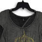 NWT Womens Black Graphic Print Cap Sleeve Round Neck Pullover T-Shirt Sz S image number 3