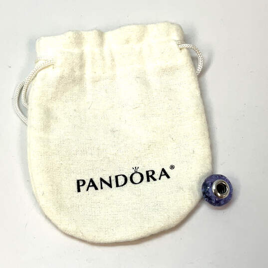 Designer Pandora S925 ALE Sterling Silver Purple Murano Beaded Charm w/ Bag image number 5