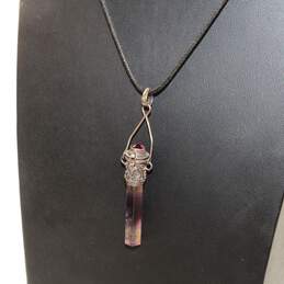Mixed Metal Fluorite Garnet-Topped Container Pendant Necklace alternative image