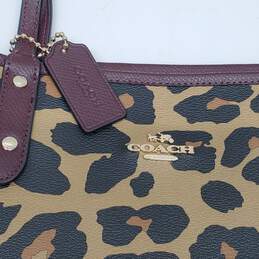 Coach Brown Leather Leopard Print City Tote Bag alternative image